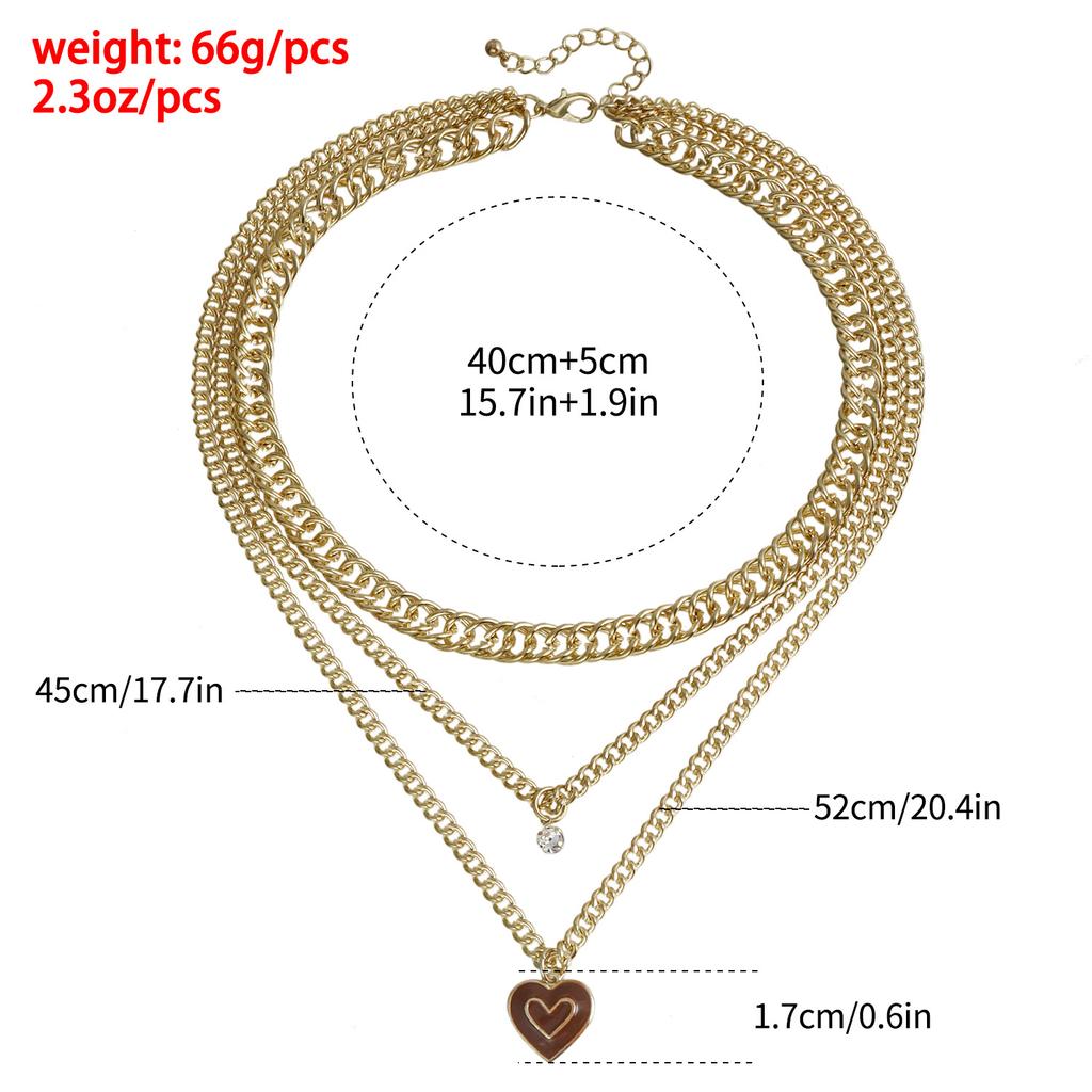 Jewelry Metal Sense Simple Clavicle Chain Love Drip Oil Hang Tag Light Luxury Premium Multi-Layer Necklace