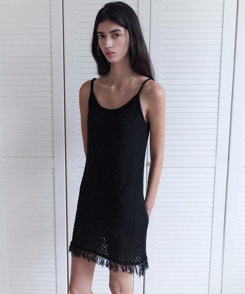 ANDNEEDS Luna Fringe Knit Dress (Black)