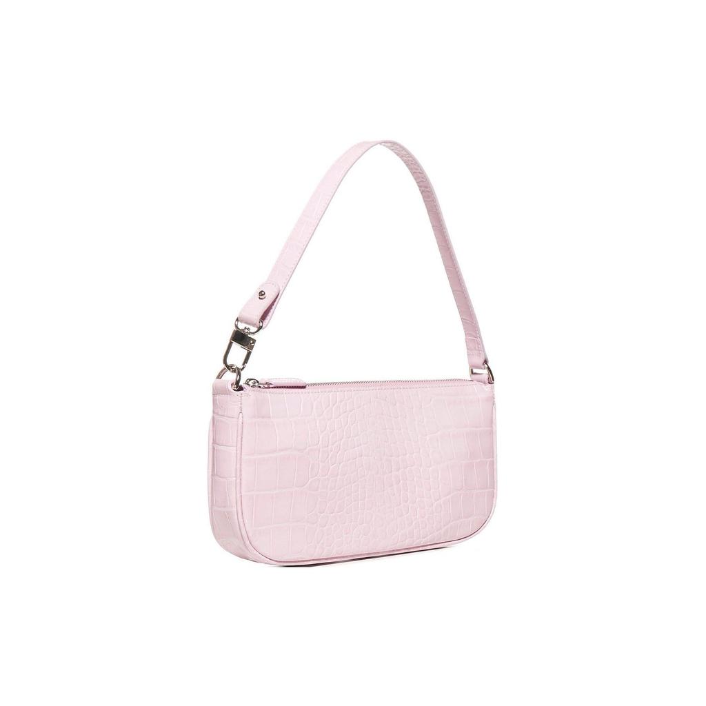 By Far Rachel Vintage Crocodile Pattern Solid Color Zipper Closure Leather Underarm Shoulder Bag Women bags Pink 20CRRCLSPIDMED