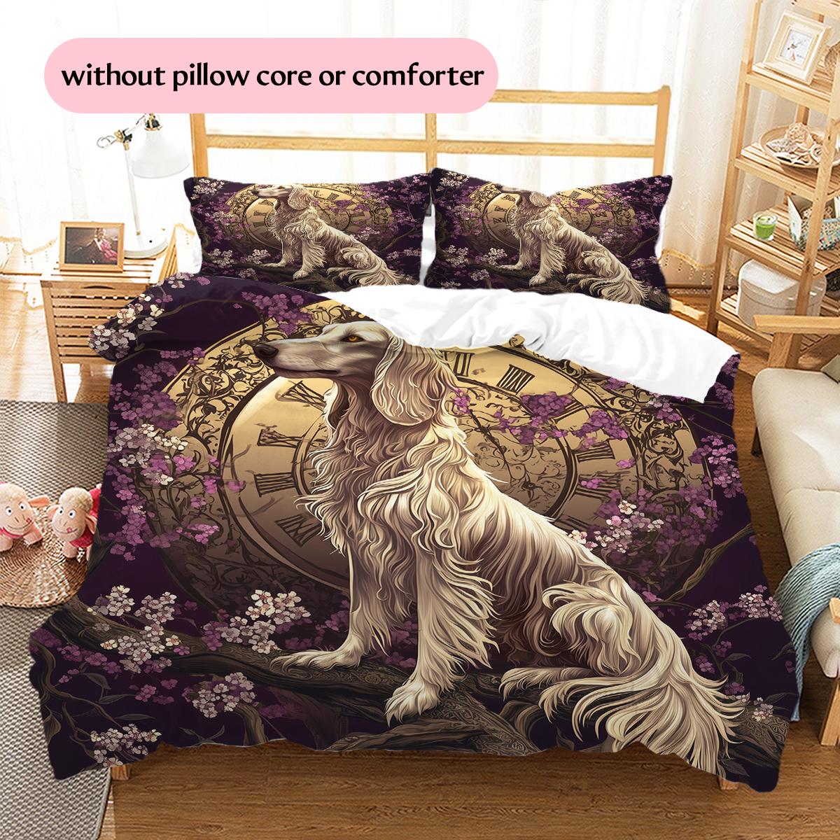 Afghan Hound Pattern Bedding Home Decoration Birthday Gift (1 * duvet cover + 2 * pillowcase, without core) 135x200cm