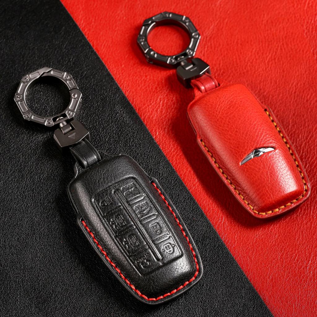 Korean Special Key Protective Cover Is Suitable for Lawns Genesis Gv80 High-end Leather Car Key Bag.