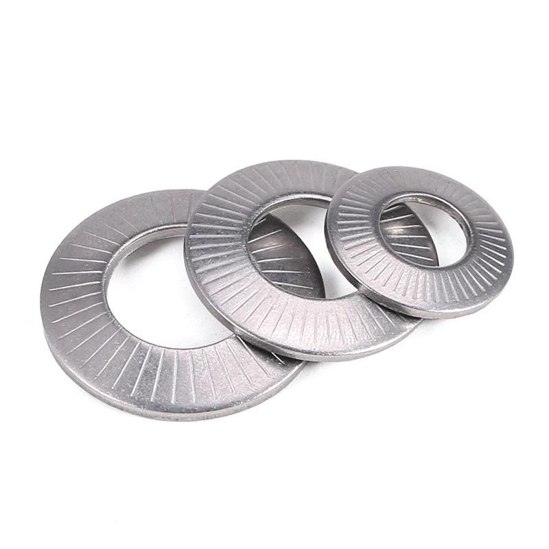 304 Stainless Steel Serrated Single-Sided Anti-Slip Lock Washer, Disc/Saddle Type, Sizes M3-M8