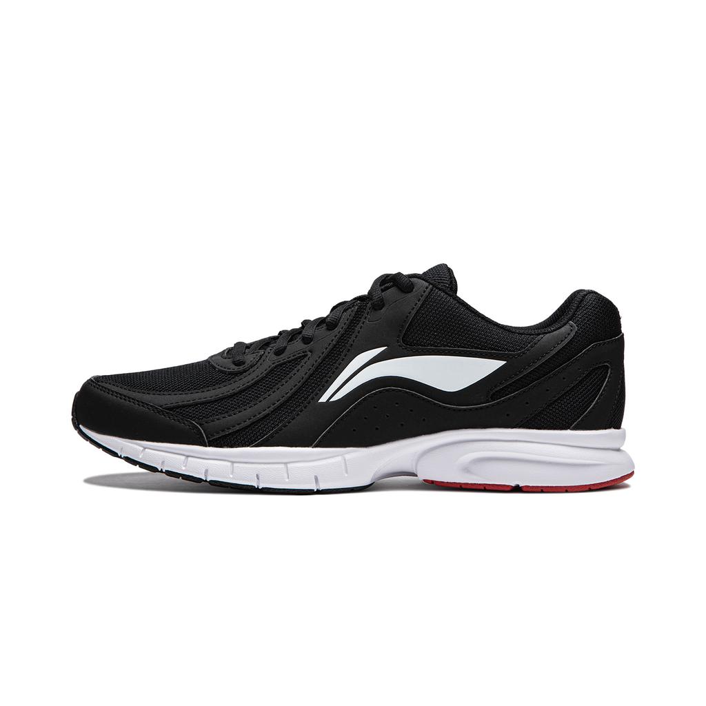 Li-Ning Mesh Soft Sole Fabric Synthetic Leather Non-Slip Wear-Resistant Low-Top Running Shoes Men sneaker Black White ARSU109-2