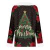 Kadın Günlük Moda Uzun Kollu Noel Baskılı Flanel Yakalı Üst