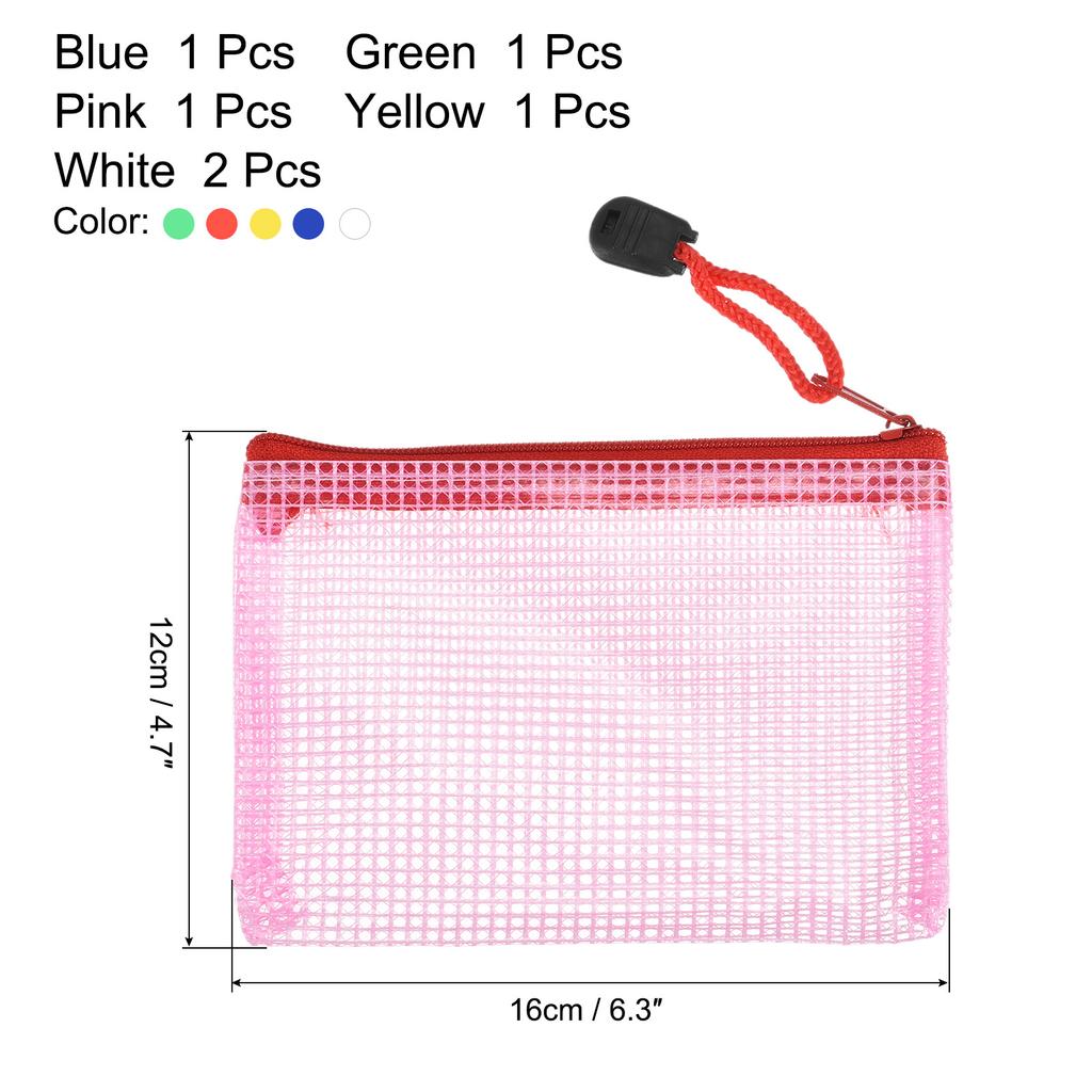 6Pcs A5/A6/B6/B8 Mesh Zipper Pouch Document Bag Waterproof Zip File Folders School Office Supplies Pencil Case Storage Bags