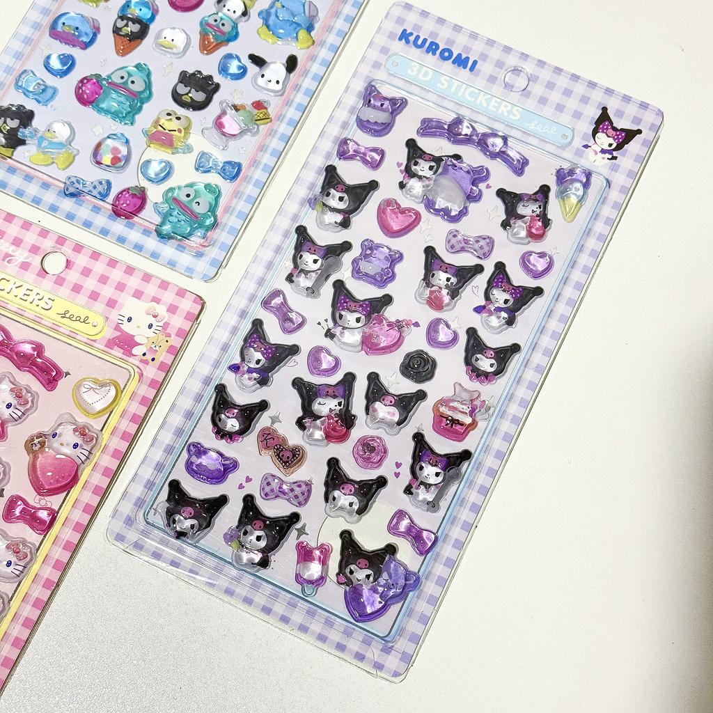 1/8Pcs 3D Sanrio Stickers Anime Sanrio Kuromi Hellokitty My Melody Cinnamoroll Hangyodon Bag Cases Decoration Birthday Gifts