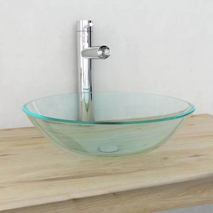 VidaXL Verre trempé de lavabo 42 cm Transparent