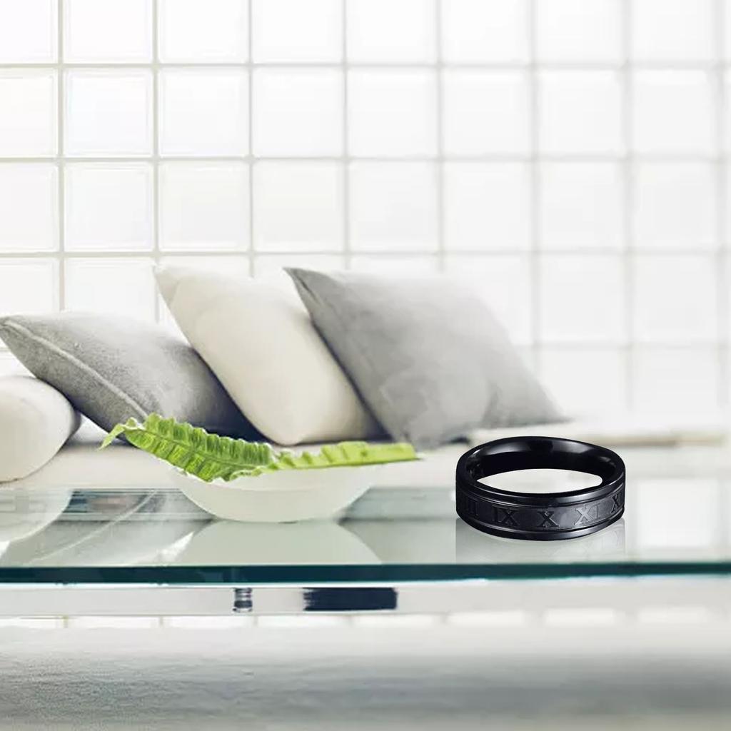 Schwarzer Titanstahlring Gefertigt Mode Schlichter Ziffernring für Männer Täglicher Gebrauch 0,7 Zoll Durchmesser