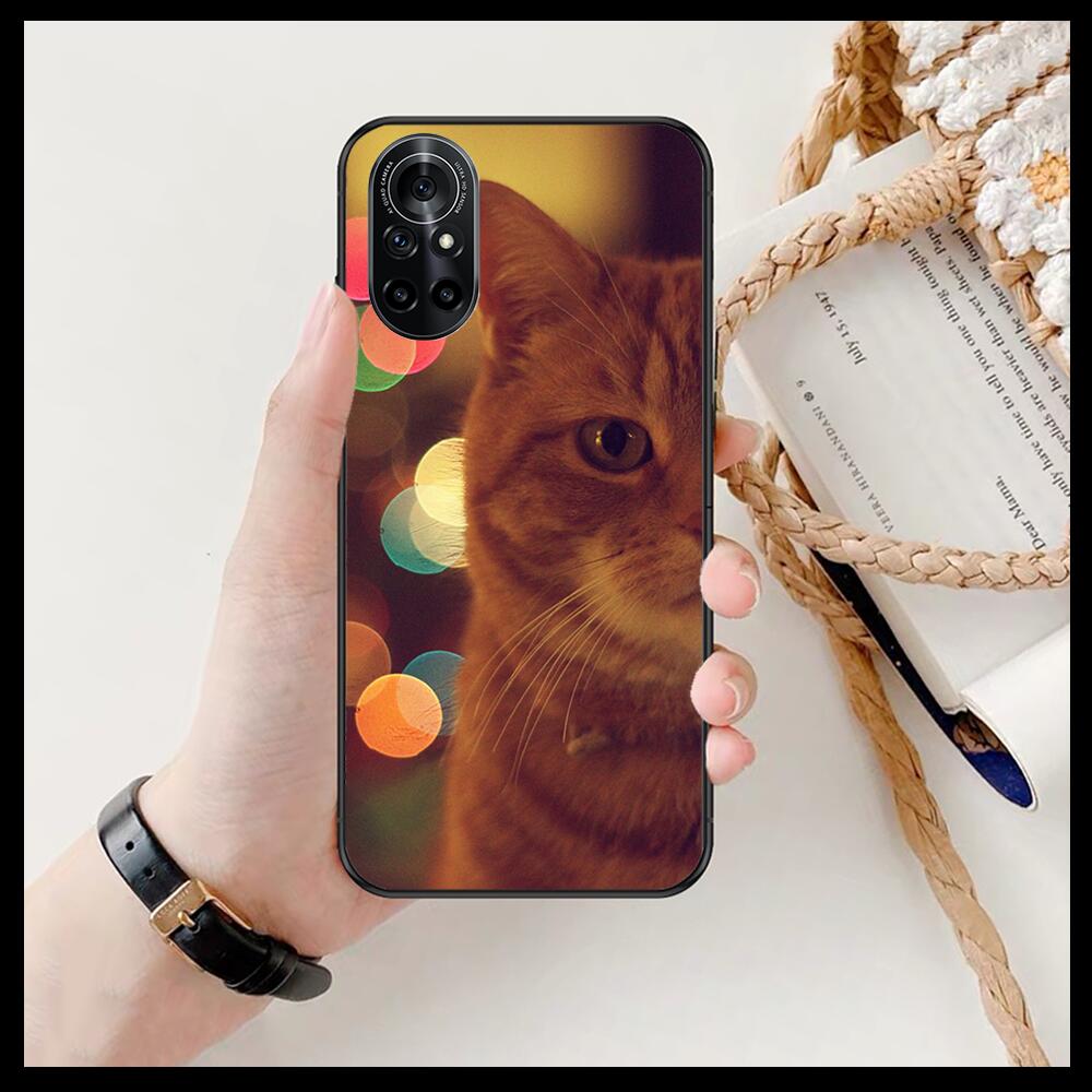 Funny Cartoon Cat Clear Phone Case For Huawei Honor 20 10 9 8A 7 5T X Pro Lite  5G  Black Etui Coque Hoesjes Comic Fash Design