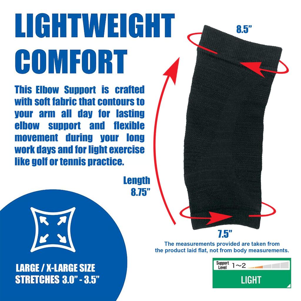 Phiten Elbow Supporter, Soft Type, Black, Sizes L-LL