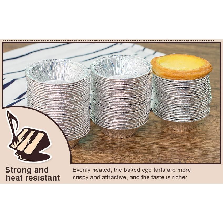 100pcs Reusable Aluminum Foil Baking Cups Egg Tart Pan Cupcake Case Tar Cake Mold Bakewares with Tin Barbecue Seasoning