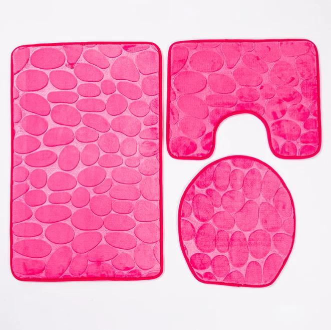 3-Piece Bathroom Rug, 2-Piece Anti-Slip Soft Bath Mat, Shower Mat Set, Toilet Cover, Floor Mat