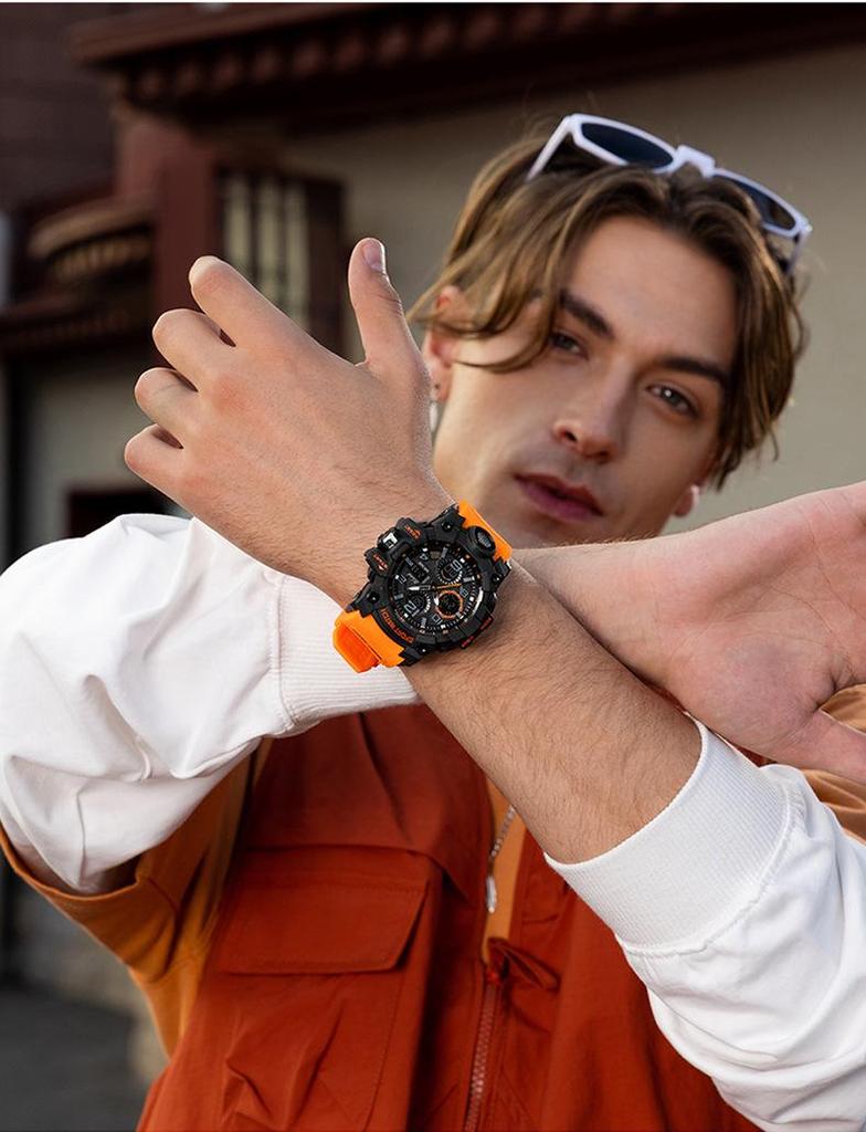 Men's Multi-Functional Waterproof Dual Display Outdoor Sports Watch for Mountaineering and Running