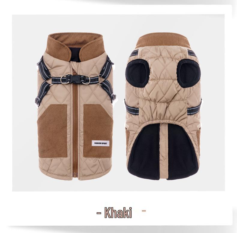 Dog-Friendly Warm Down Jacket, Thickened PP Cotton Filling, Back Opening, Easy On/Off.