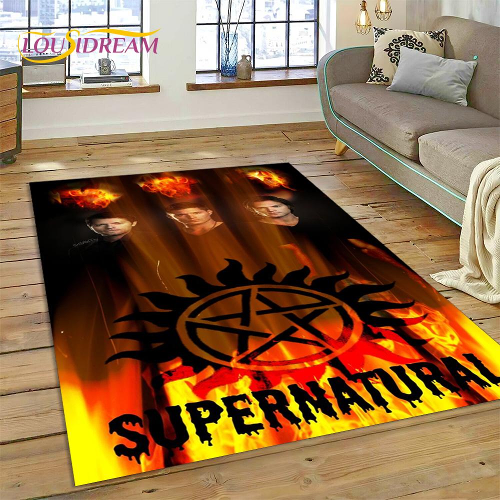 Alfombra Alfombrilla 3D SPN Más Reciente Sobrenatural Dean Sam para Sala de Estar Dormitorio Decoración del Hogar, Alfombrilla Antideslizante Decoración para Sofá Felpudo