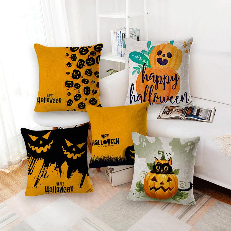 Halloween Pillow Cover New Pumpkin Cushion Cover Office Sofa Lumbar Nap Cushion Pillow Cover Pillow Cover