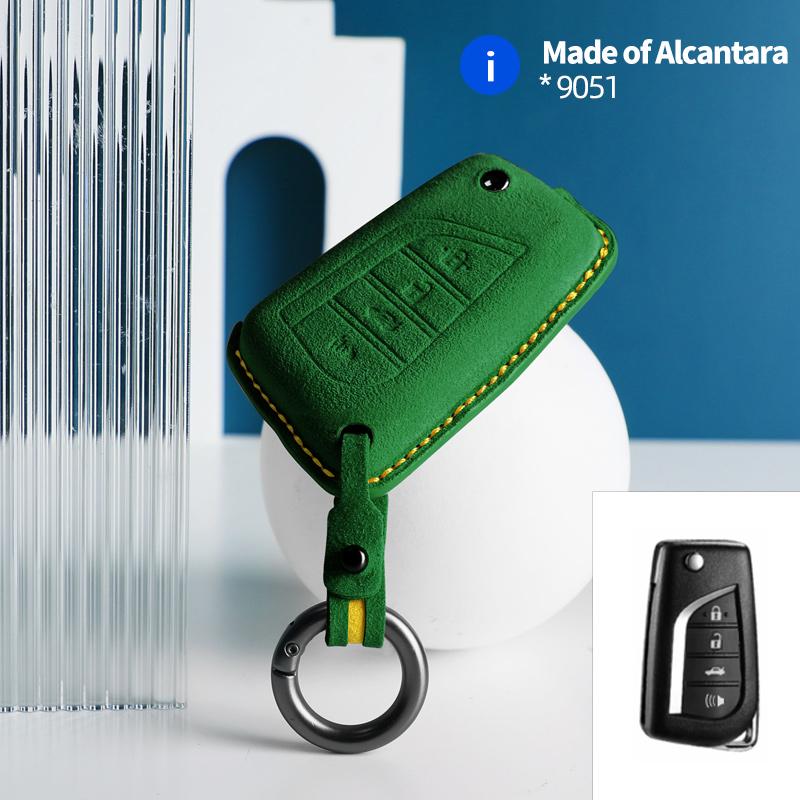 

For Toyota Auris Corolla Avensis Verso Yaris Aygo Scion 4 Buttons Car Remote Key Case Cover Shell Suede Alcantara Accessories