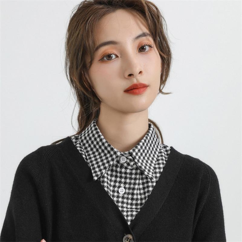 Vintage Woman Fake Collar for Sweater Autumn Black Lady Detachable Collar shirt Neckwear Solid Color False Collar
