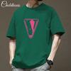 Trendy Brand Heavy-duty Pure Cotton Short Sleeved T-shirt for Men's Summer New Style Trendy Loose Half Sleeved Men's Round Neck Top