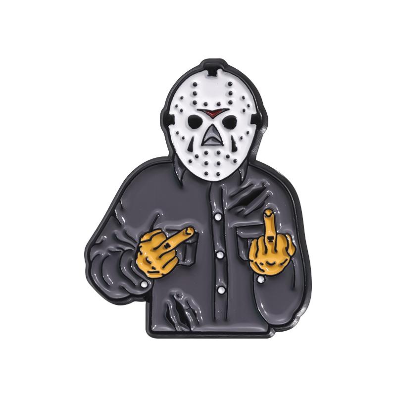 Halloween Horror Brooch Enamel Pins Custom Masked killer Brooches Lapel Badges Funny Jewelry Gift for Friends