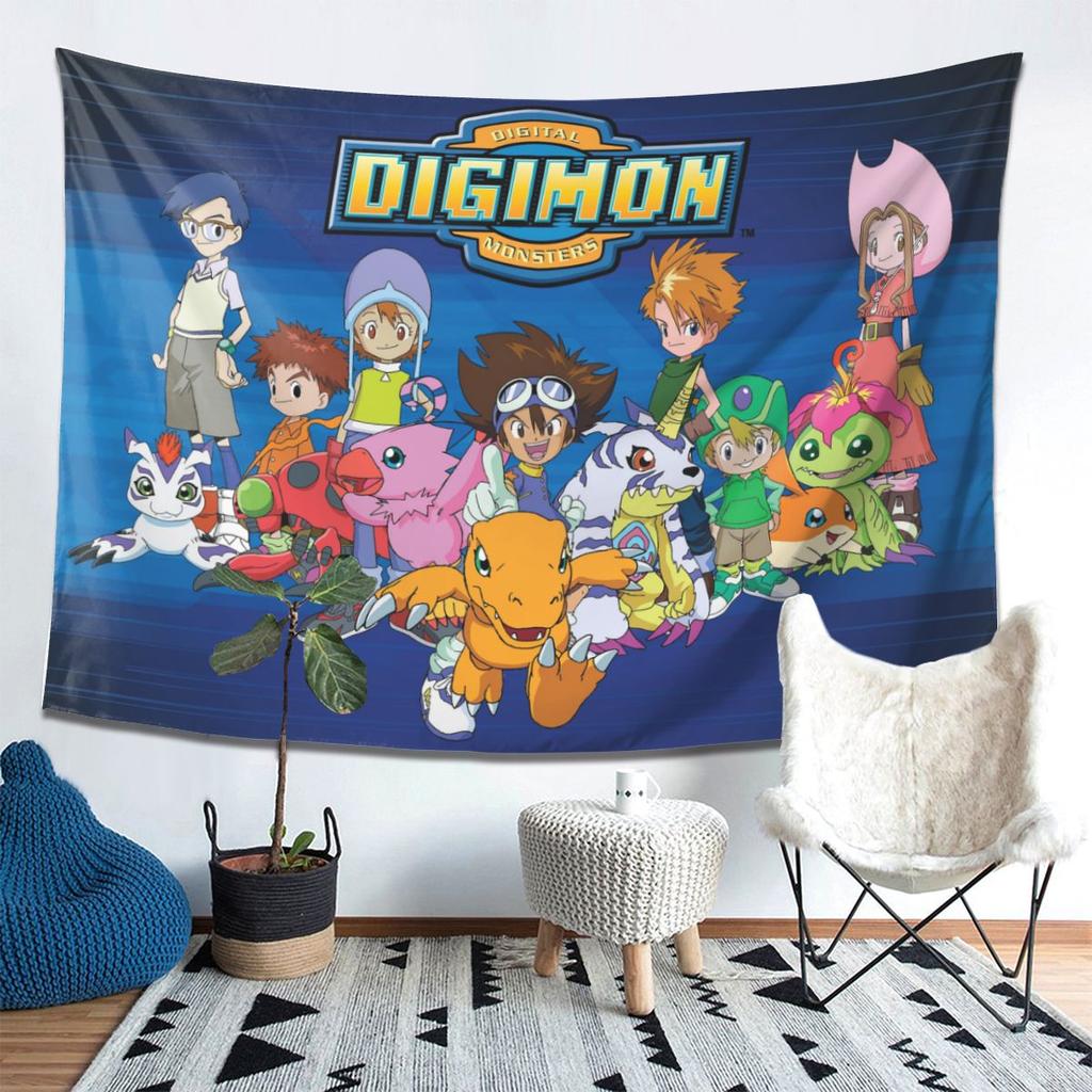 Anime Digimon Cartoon Tapestry Decor Art Aesthetic Tapestries for Living Room Bedroom Home Wall Cloth Wall Hanging