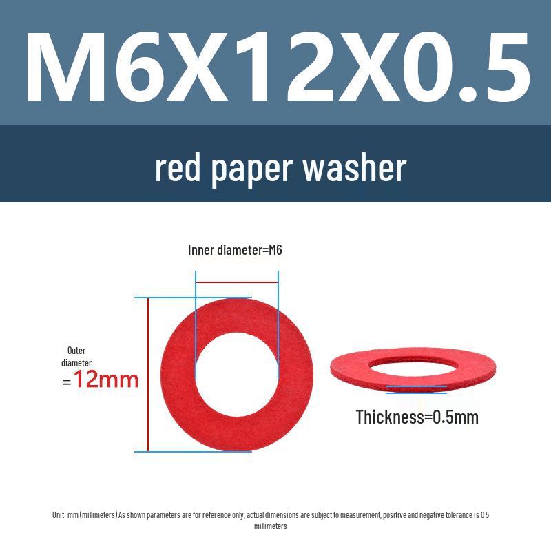 Yigu Red Mica Paper Washer Gasket M2-M20 Flat Washer