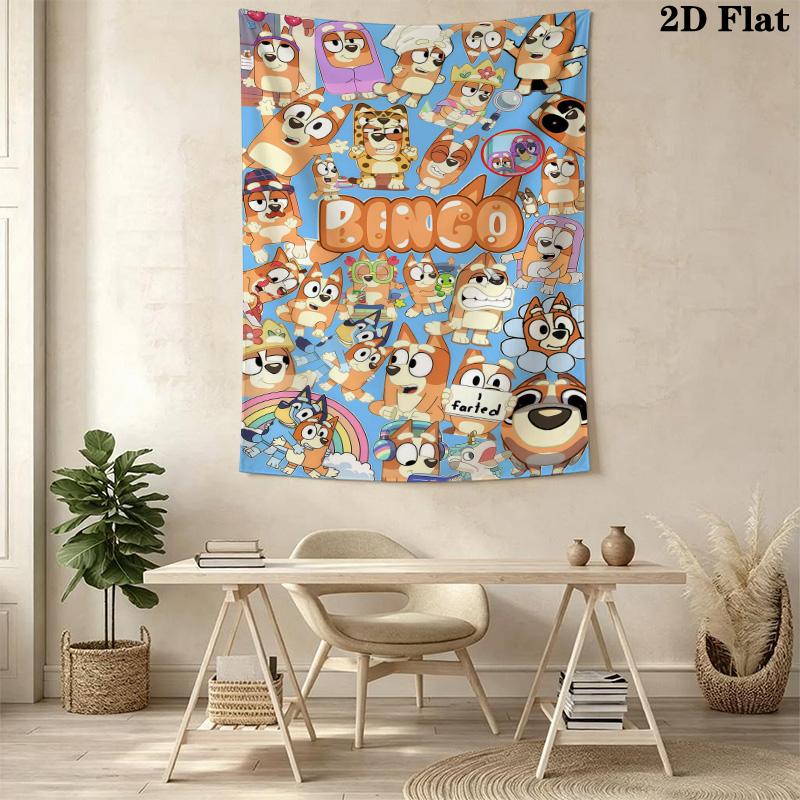 Bingo Friends Tapestry Fun Vibrant Decor Tapestry Wallmounted Background Cloth Work Of Art Home Decor Background Wall Hanging Cloth
