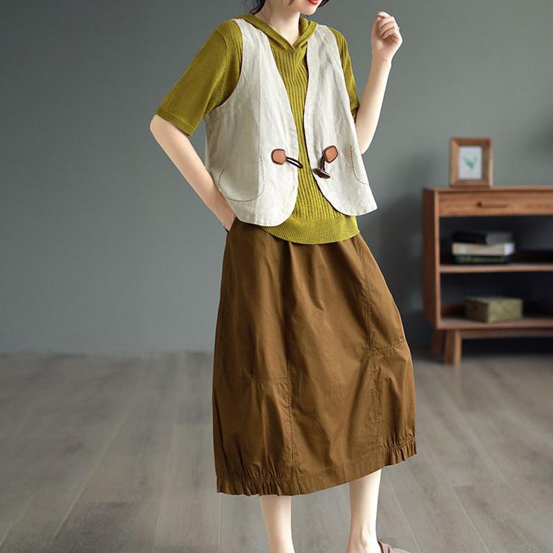 Cotton Vest for Women Linen Sleeveless Vintage Denim Vest Oversize Prints Versatile Casual Buttons Vest