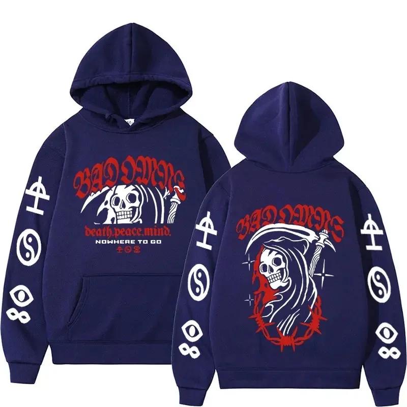 Bad Omens Band Tour Amerikansk Musikk Trykk Hettegenser Døden av Fred i Sinnet Skjelett Grafikk Hettegensere Mannlig Rock Gotisk Genser
