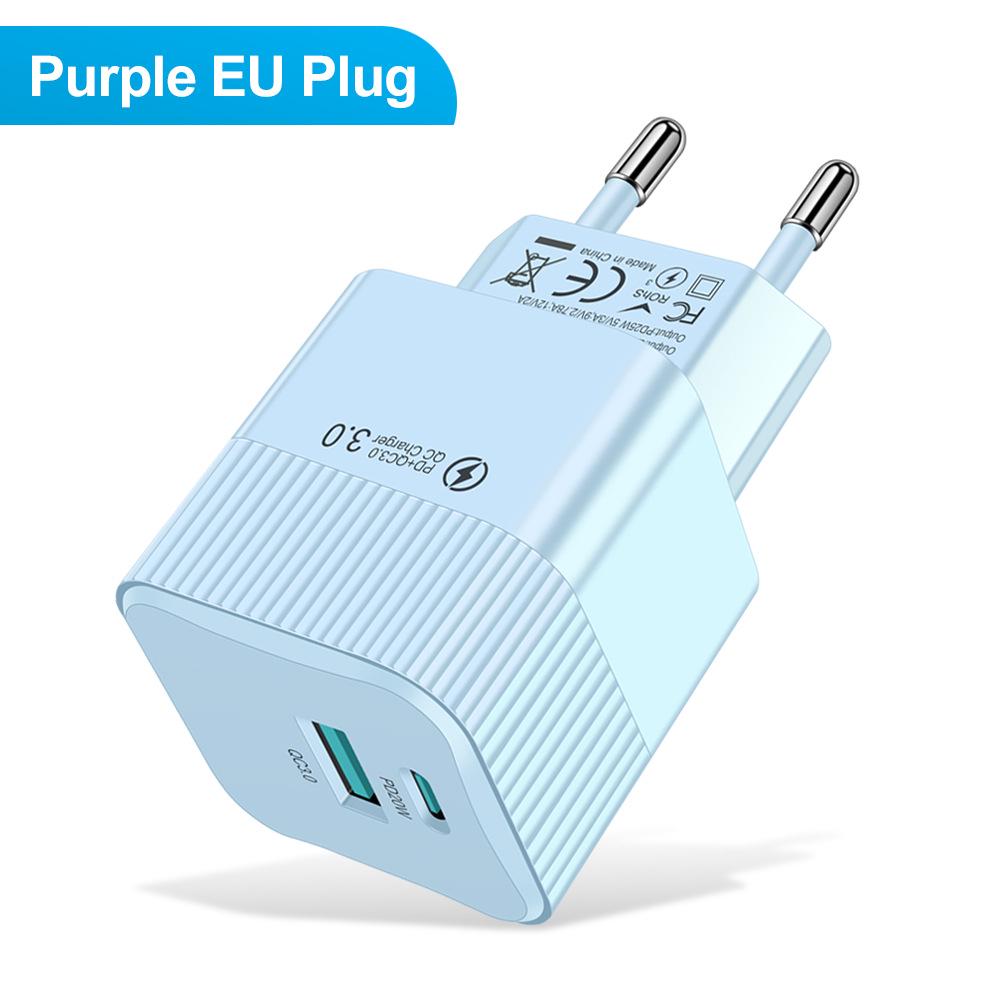

Super Fast Charging 25W Macaron USB+PD Charger for EU/US/KR Phones