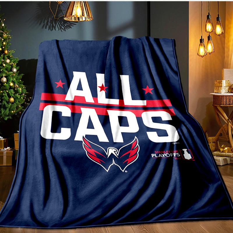 Capitals Ice Hockey Blanket Flannel Throw for Sofa, Indoor, Camping, Living Room, Office, Chair, And Bed Soft Birthday Gift