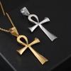 European & American Polished Stainless Steel Ancient Egyptian Cross Amulet Pendant Necklace