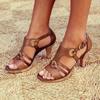 Fashion Summer New Shoes Women Sandals with Metal Decoration High Thick Heels Round Toe Women Plus Size 43 Fashionable Platform Sandals