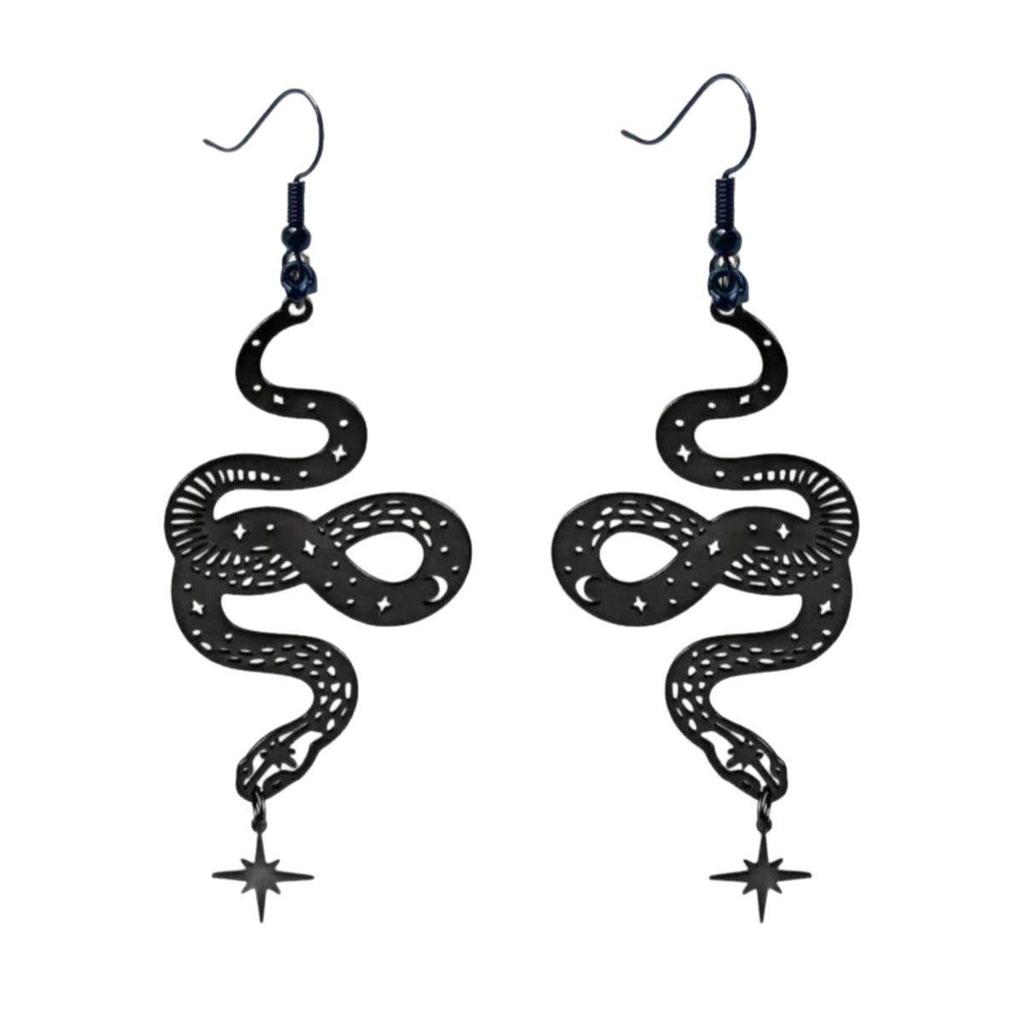 Retro Black Snake Earrings - European & American Style, Versatile Street Wear, Hip Hop Inspired
