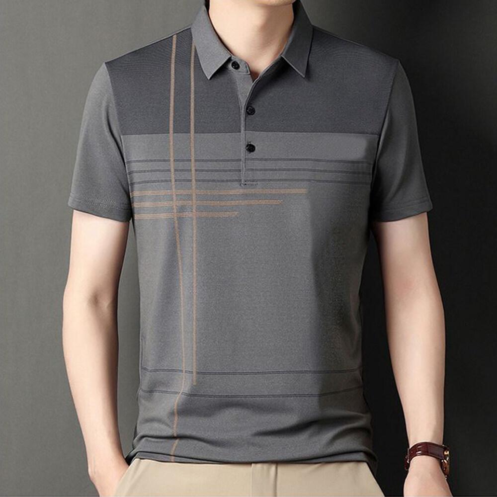 Men's Striped Polo Shirt Summer Casual Polo Shirt Business Polo Shirt Men's Short Sleeve Polo Shirt