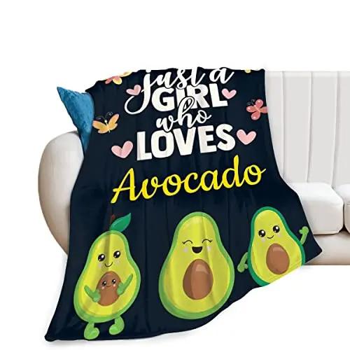 Süße Avocado Lustige Kawaii Fruchtdecke Weiche Leichte Überwurfdecken Gemütliche Flanell Bettüberwürfe für Sofa Couch Reise Zimmer Dekoration