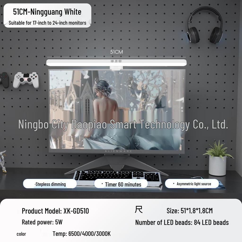 Asymmetric LED Eye Protection Desk Lamp for Computer Screens