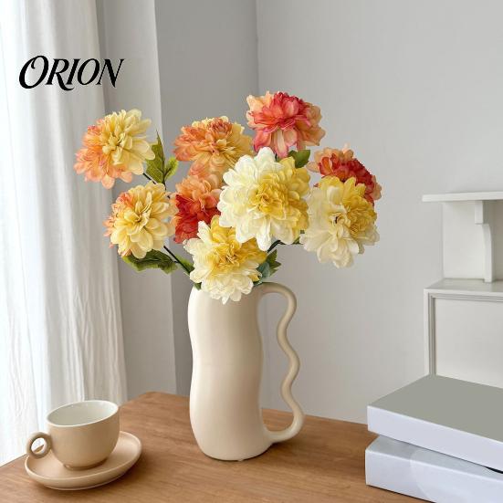 Artificial Dahlia Bouquets 3 Head Flowers, Realistic Silk Fabric Floral Arrangement, Props for Photography Adjustable Fake Flowers Home Decor Wedding