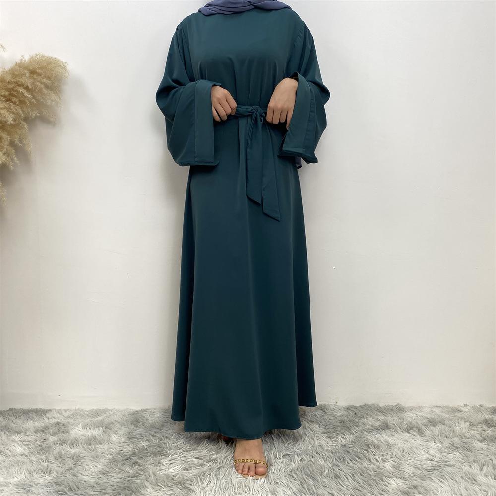 S-XXL Multi Color Available Middle East Dubai Hot Selling Clear Color Lace Up Muslim Dress