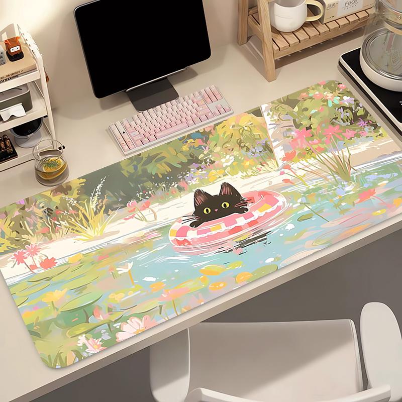 Cartoon Cat Mouse Pad NonSlip Thickened Gaming Desk Mat Laptop Keyboard Tray Office Student Writing Cushion Large