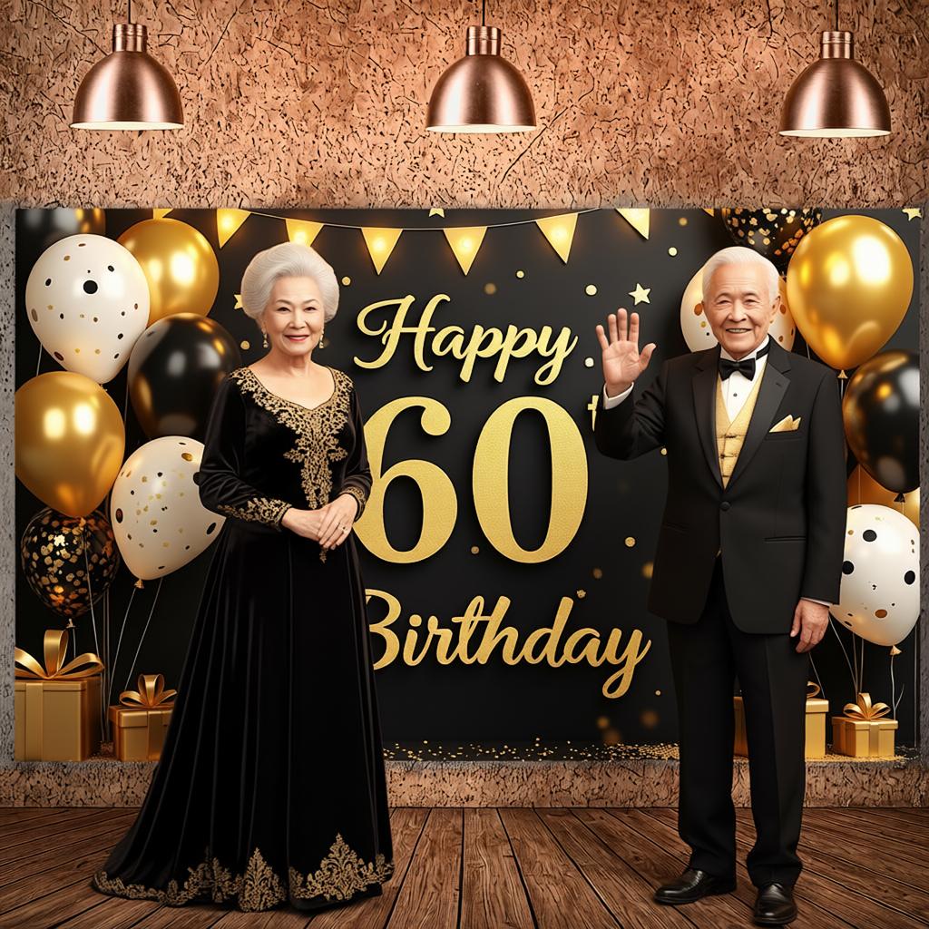 Birthday Celebration Backdrop Balloon Decorations Milestone Birthday Background 60th Birthday Display Luxury Design