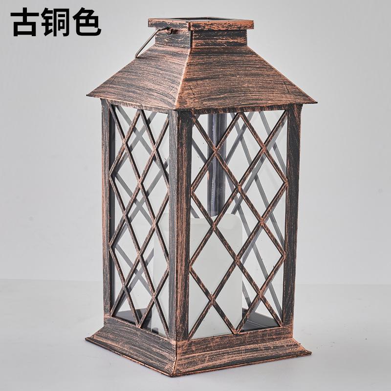 Outdoor Solar-Powered Courtyard Candle-Style Lantern, Retro Ambience Large Palace Lamp for Garden Lawn Landscape Decoration