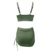 Women's  Color Swimsuit Looks Slimmer Than The Base Mesh Drawstring, Trimmed Top And Pants Two-piece Set