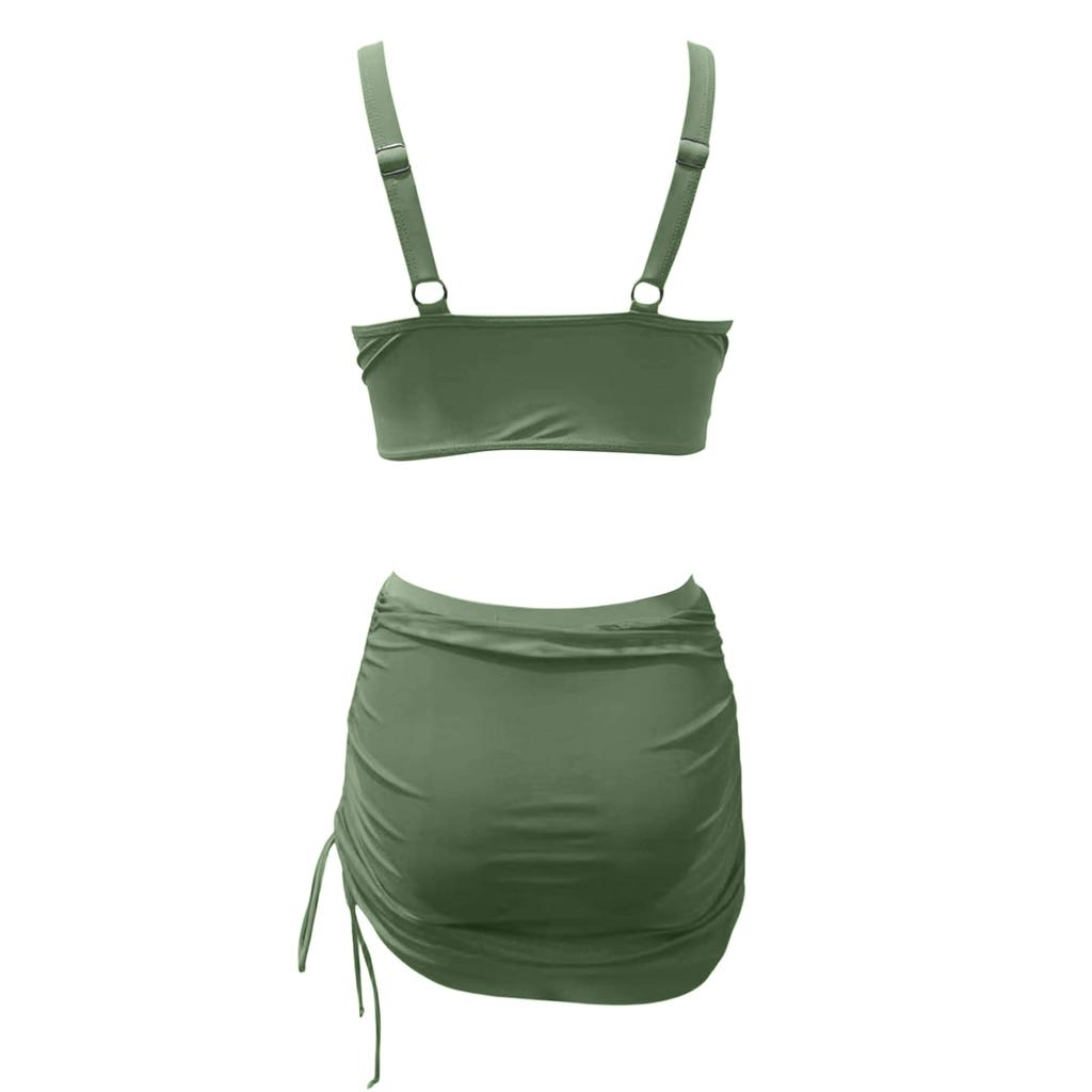 Women's  Color Swimsuit Looks Slimmer Than The Base Mesh Drawstring, Trimmed Top And Pants Two-piece Set