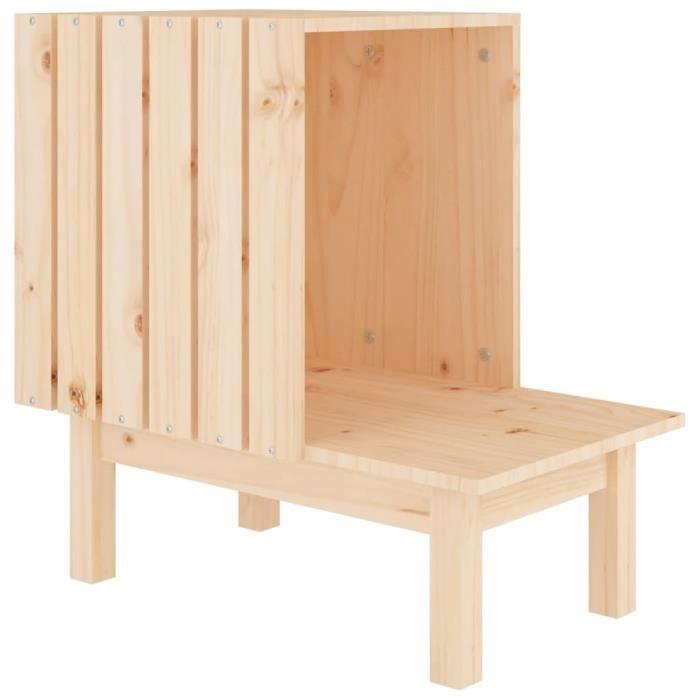 822452 vidaXL Maison pour chat 60x36x60 cm Bois de pin massif