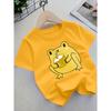 European sizes New Summer Short-Sleeve T-Shirt for Kids Featuring a Cute Cartoon Frog And Coconut Drink Design