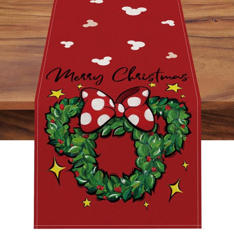 Festive Christmas Table Runner & Placemats Set - Cute Cartoon Print Heat-Resistant Coasters for Party Decor