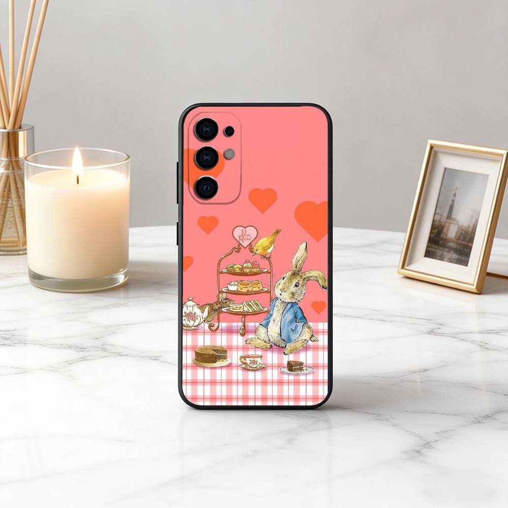 Cute R-Rabbit P-Peter-RP Phone Case Black Silicone Soft For Samsung S25,S24,S21,S22,S23,S30,Ultra,S20,Plus,Fe,Lite