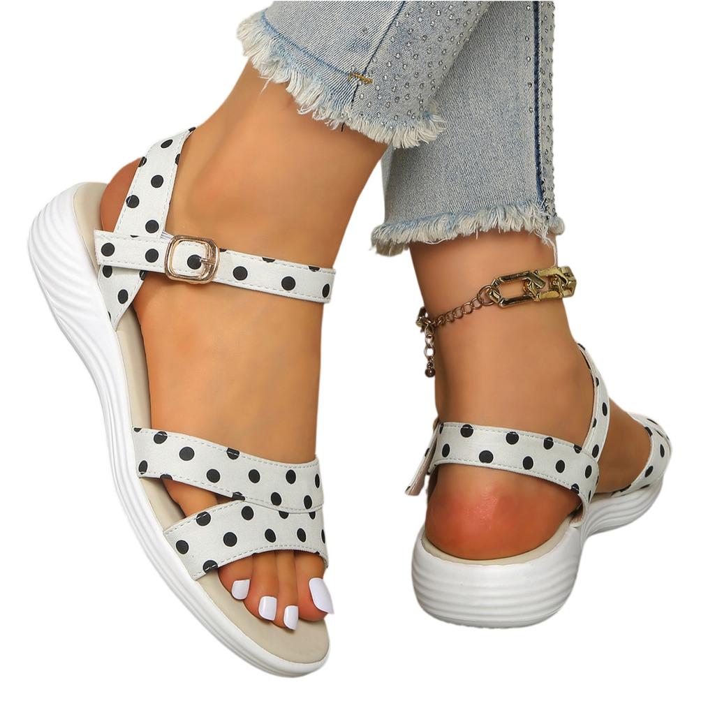 Women's Casual Summer Flat Sandals Adjustable Buckle Strap Open Toe Slip On Lightweight Comfortable Footwear for Daily Wear