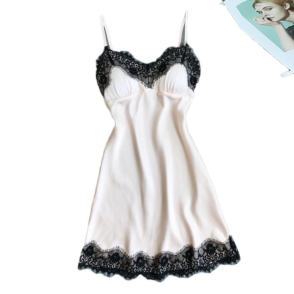 Women's V-Neck Lace Trim Camisole Nightdress - European & American Style - Multi-color Fun Pajamas